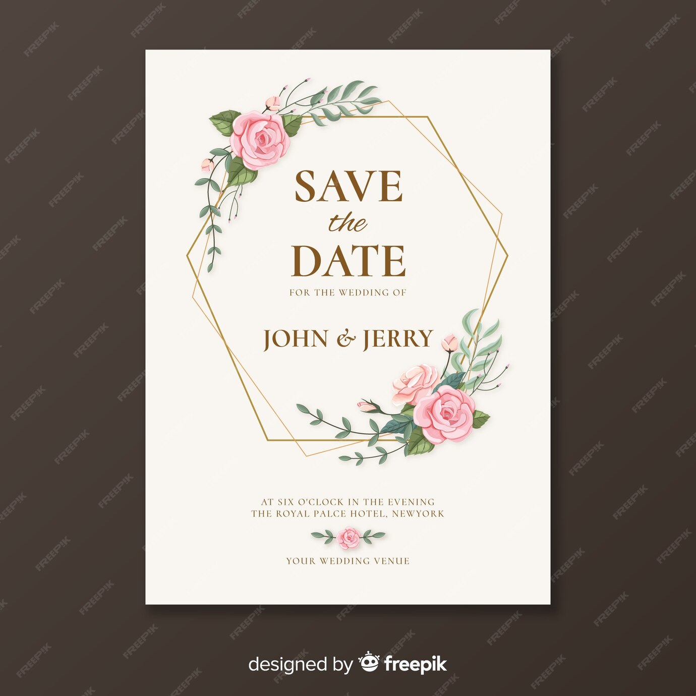 Free Vector | Golden wedding invitation template
