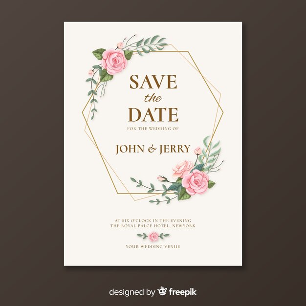 Golden wedding invitation template