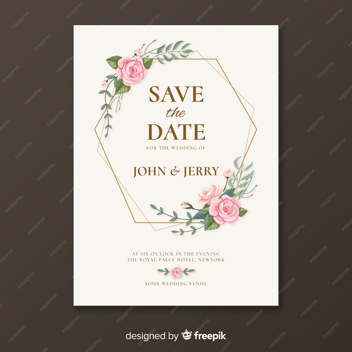 Free Vector | Golden wedding invitation template