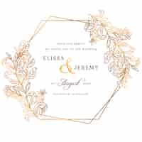 Free vector golden wedding invitation