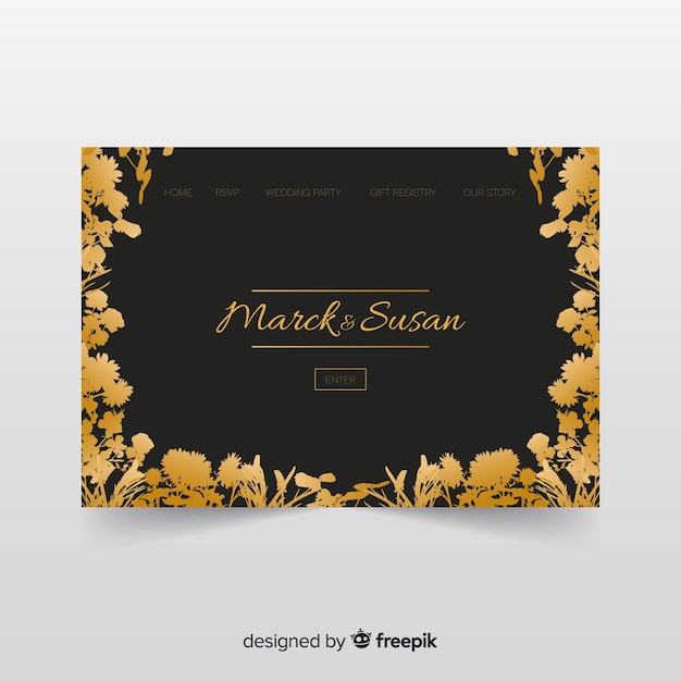 Golden wedding landing page template