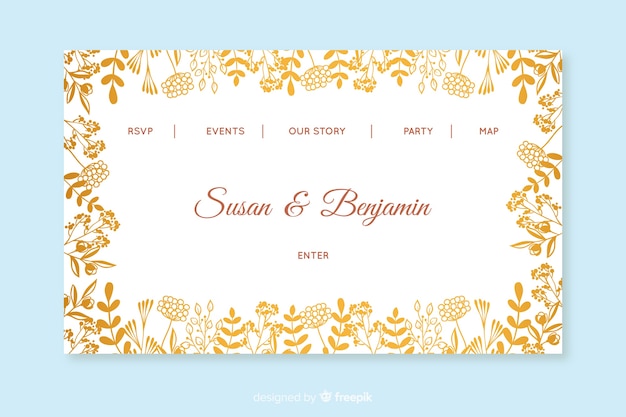 Golden wedding landing page template