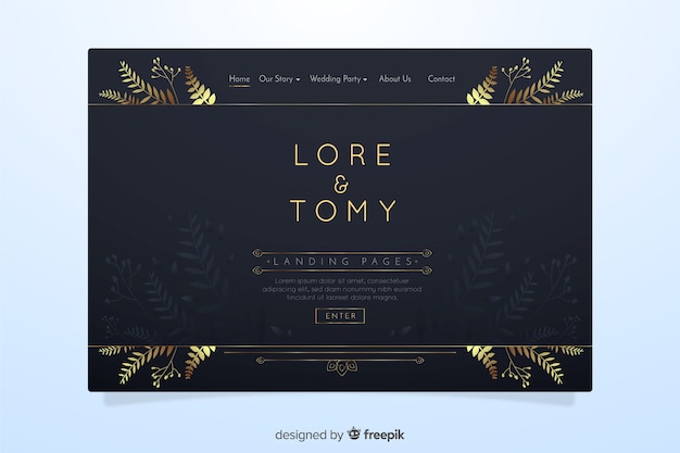 Golden wedding landing page template