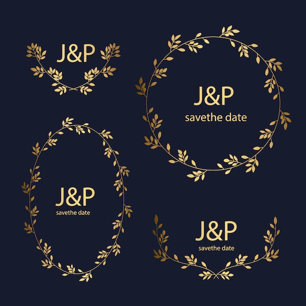 Free vector golden wedding ornaments collection