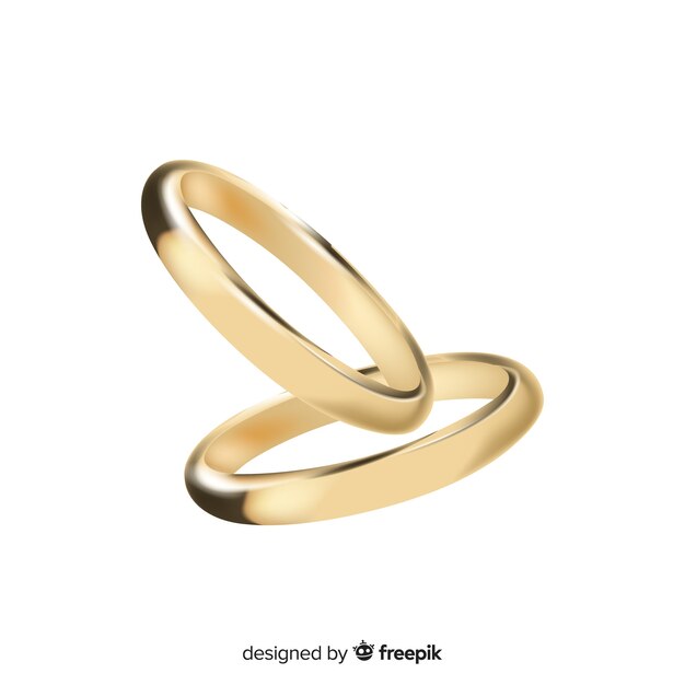 Golden wedding rings in realistic style