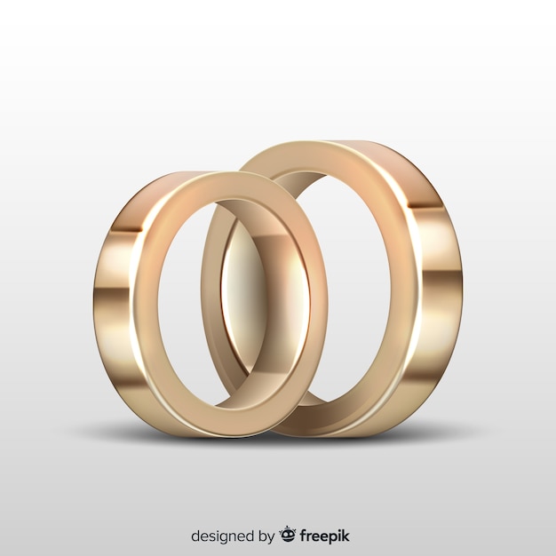 Free vector golden wedding rings in realistic style