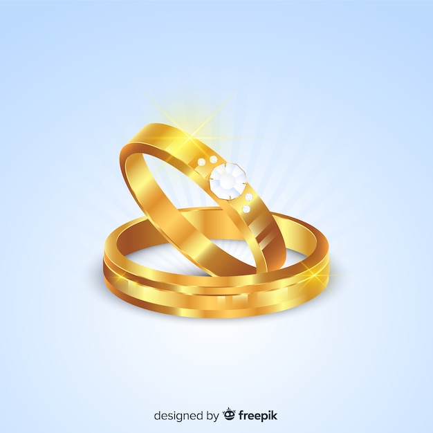 Free vector golden wedding rings in realistic style