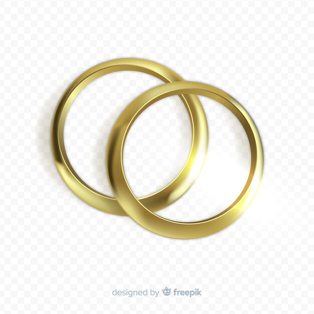 Golden wedding rings realistic style