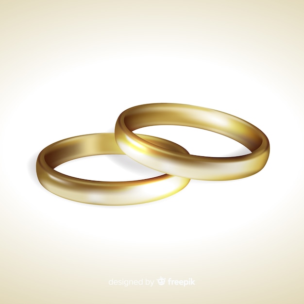 Золотые обручальные кольца реалистичного стиля