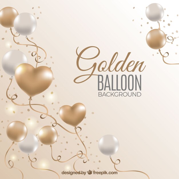 Golden and white balloons background to celebrate