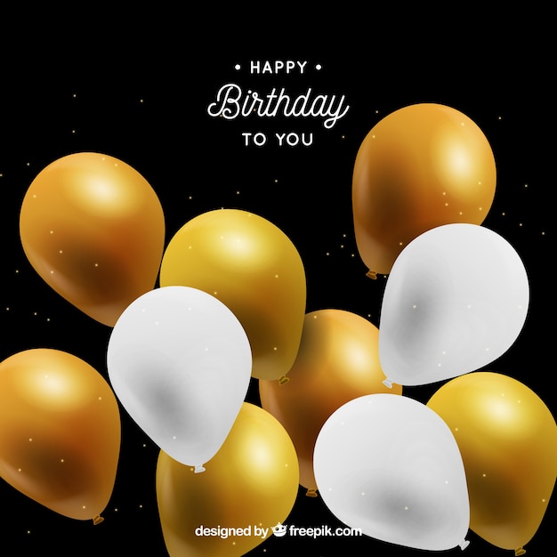 Free vector golden and white balloons background to celebrate