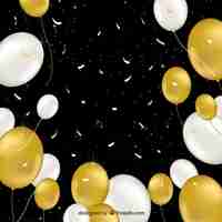 Free vector golden and white balloons background to celebrate