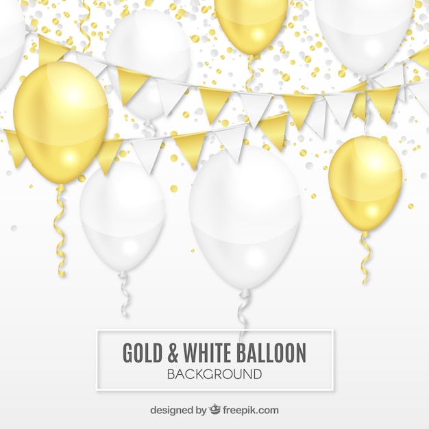 Golden and white balloons background to celebrate