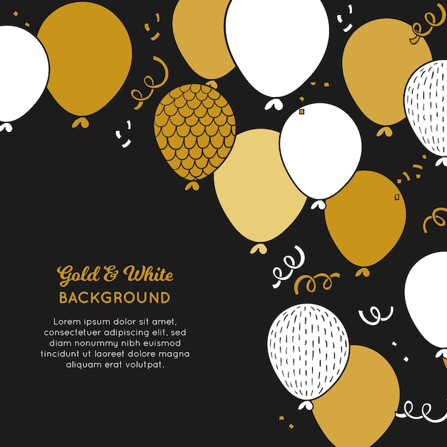 Golden and white balloons background