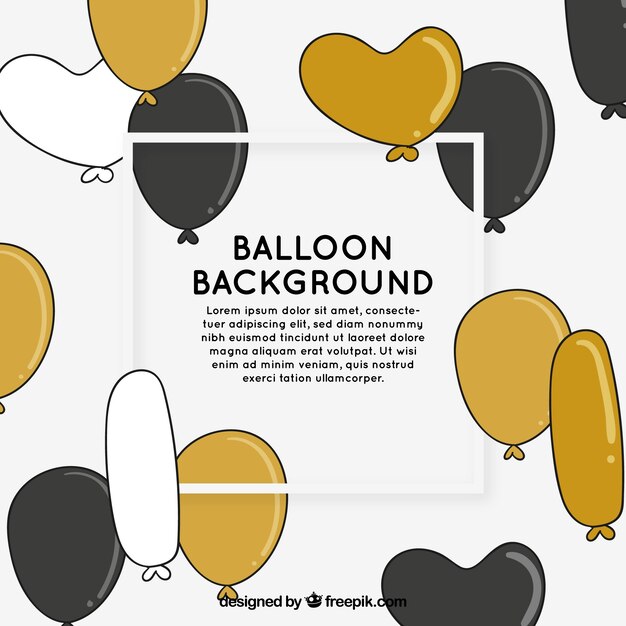 Golden, white and black balloons background to celebrate