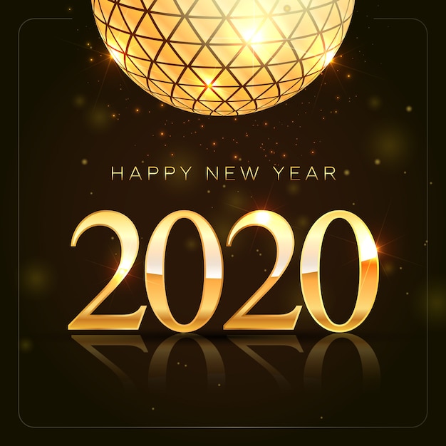 Free vector golden with sparkles new year 2020
