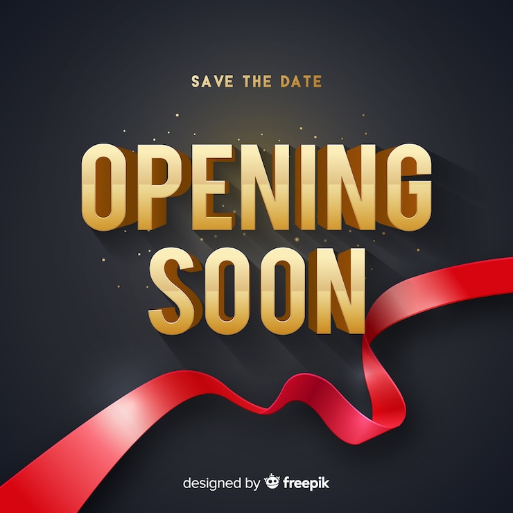 Free Vector golden words opening soon background