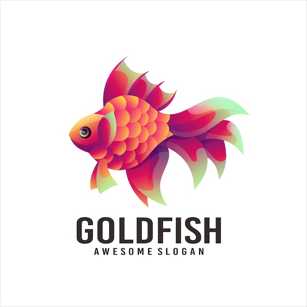 Vettore gratuito vettore di disegno del logo colorato gradiente goldfish