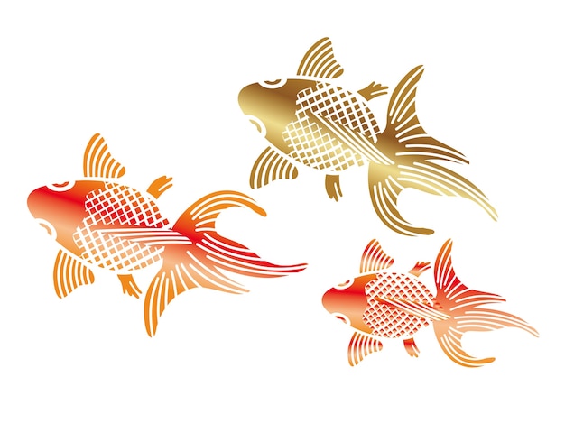 goldfish illustration in the Japanese vintage style