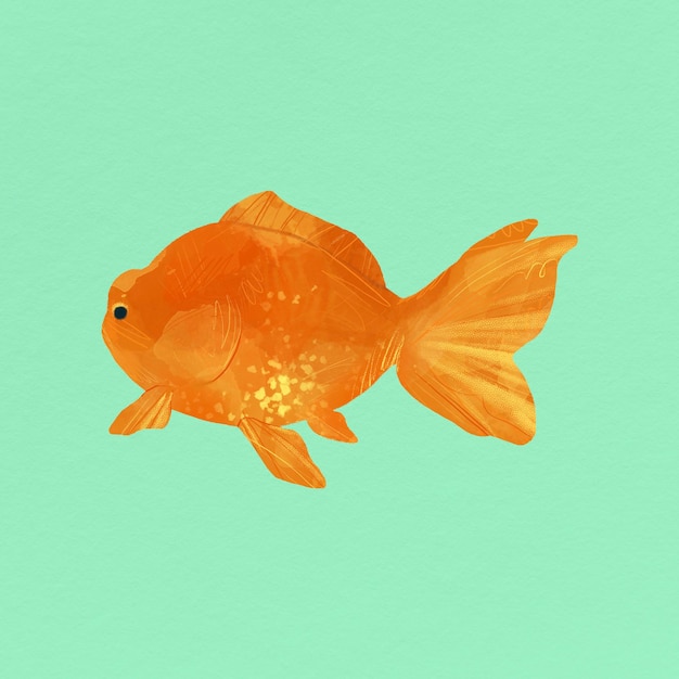 Бесплатное векторное изображение Золотая рыбка на зеленом фоне