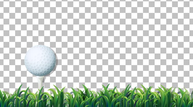 Golf ball on the grass field on transparent background