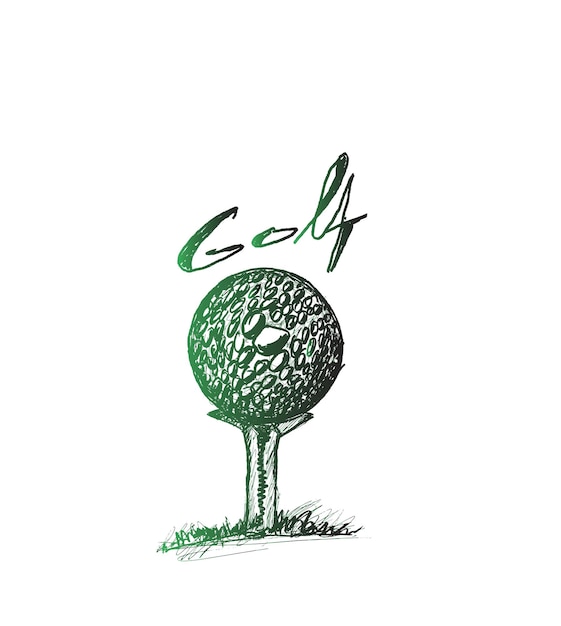 Golf ball on a tee isolated, vector illustration