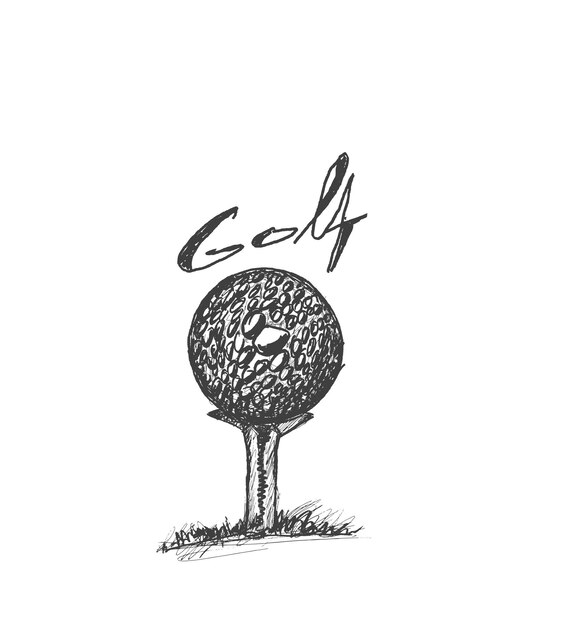 Golf ball on a tee isolated vector illustration