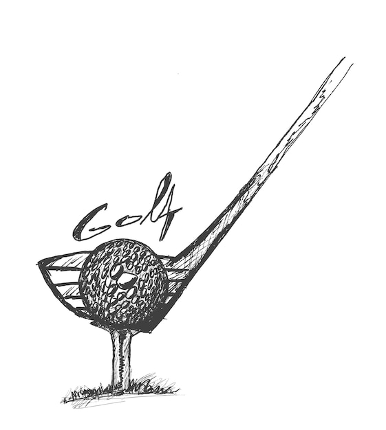 Golf ball on a tee isolated vector illustration