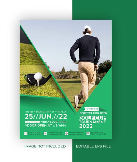 Golf Club A4 Business Brochure Flyer Poster Design Template.