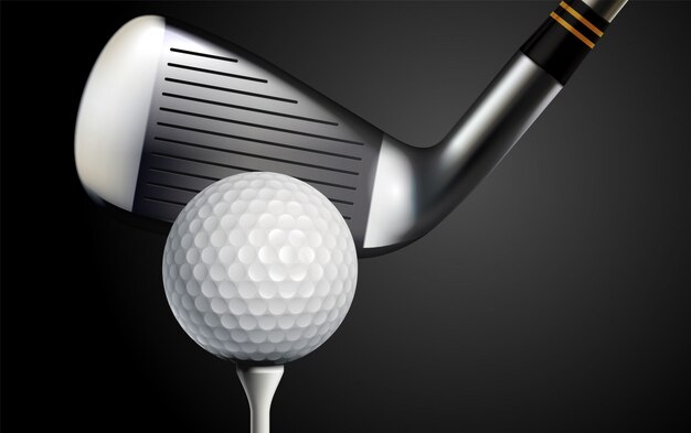 Golf club and ball realistic vector illustration