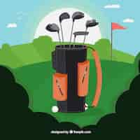 Free vector golf club collection in black bag