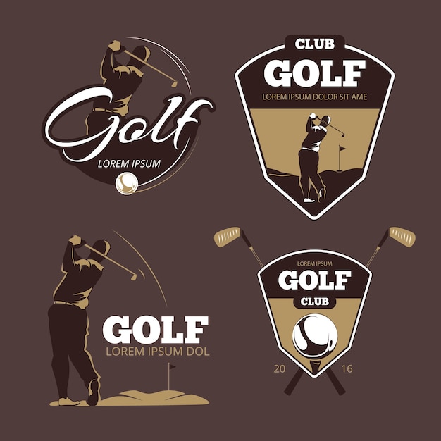 Vettore gratuito modelli di logo di vettore di golf country club. sport con etichetta palla, illustrazione del gioco icona