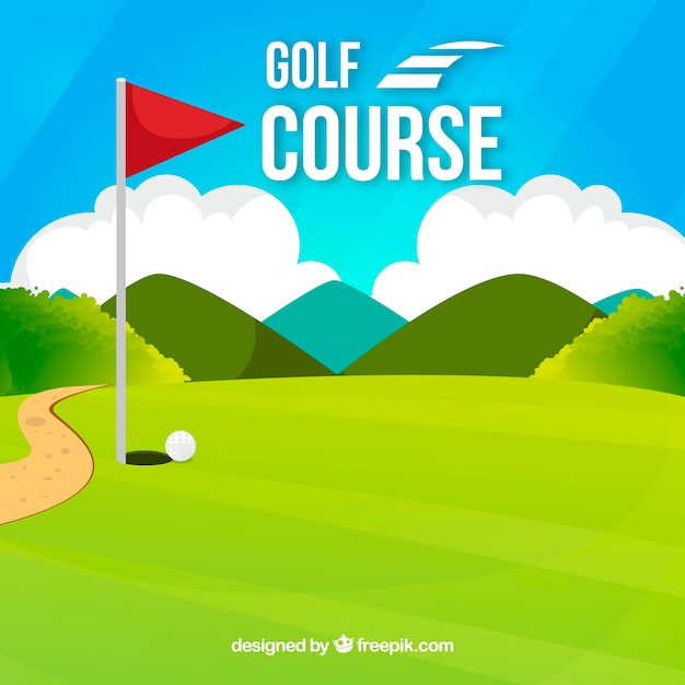 Free vector golf course background in flat style