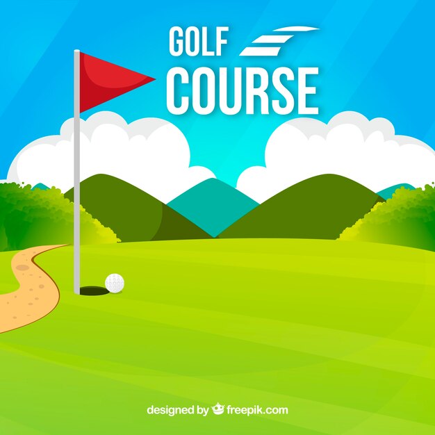 Golf course background in flat style