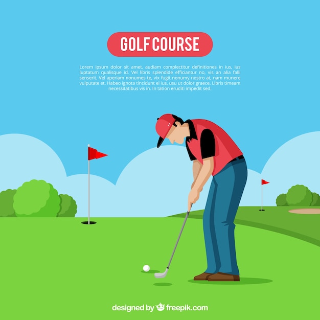 Golf course background in flat style