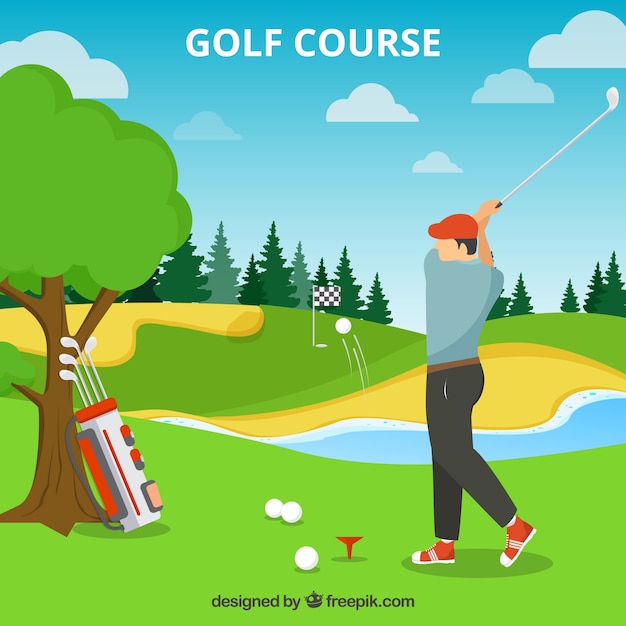 Golf course background in flat style