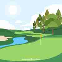 Free vector golf course background in flat style