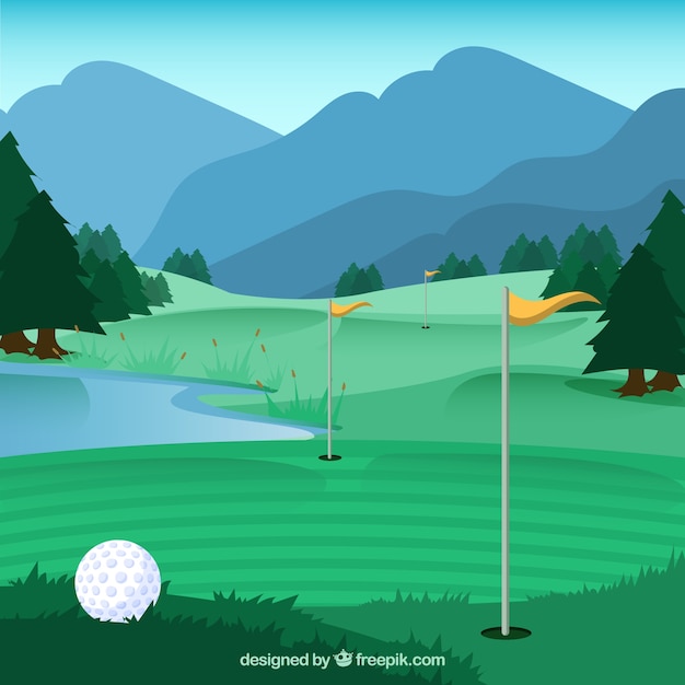 Free vector golf course background in flat style
