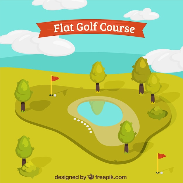Бесплатное векторное изображение Поле для гольфа в плоском стиле