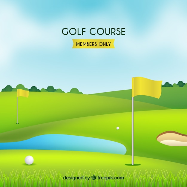 Golf course background in realistic style
