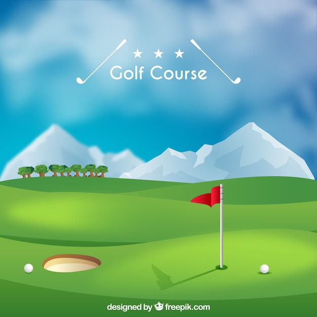 Free vector golf course background in realistic style