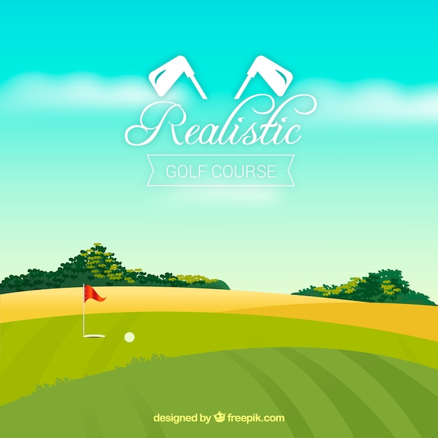 Free vector golf course background in realistic style