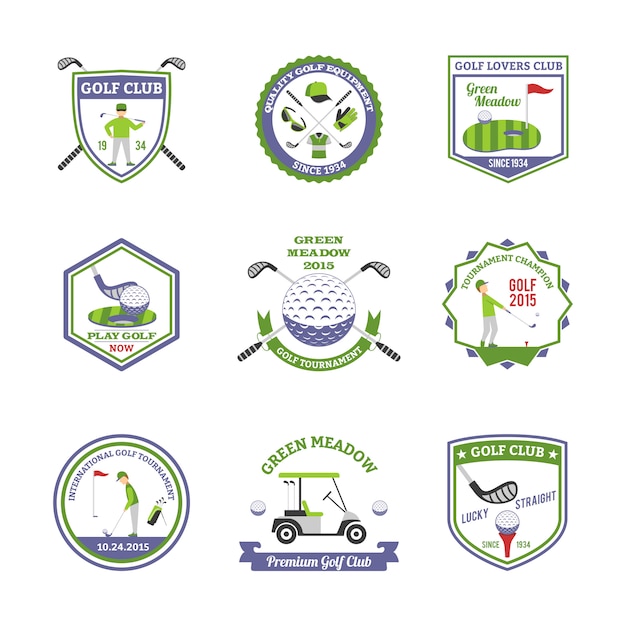 Free vector golf emblems set