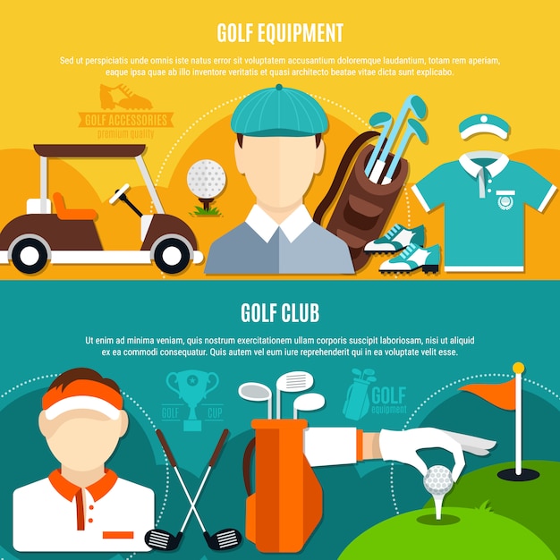 Free vector golf game horizontal banners