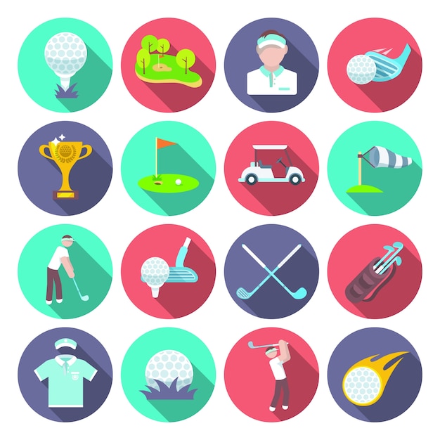 Free vector golf icons set