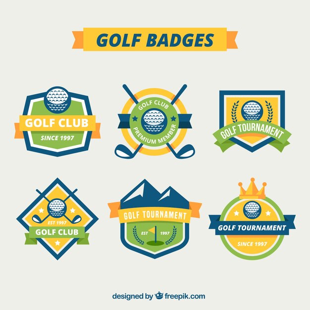 Golf labels and badges collection in flat style