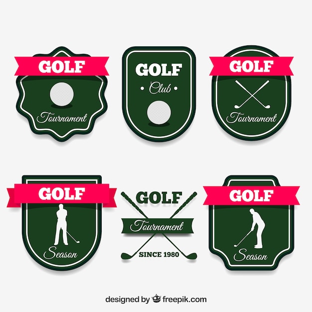 Golf labels and badges collection in flat style