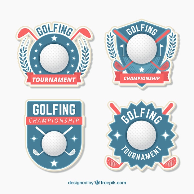 Коллекция этикеток для гольфа в плоском стиле