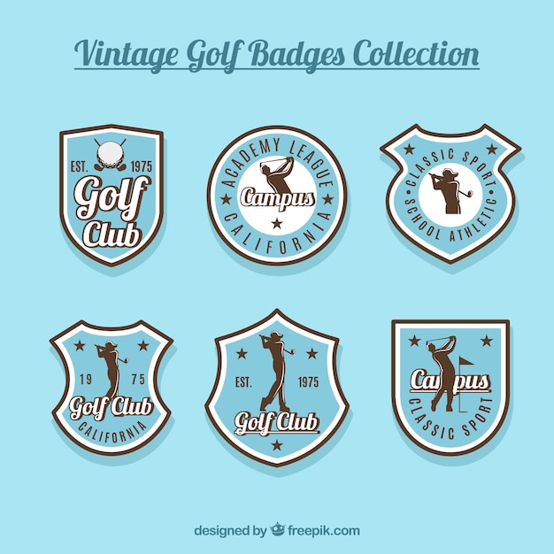 Free vector golf labels collection in vintage style