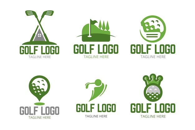 Free vector golf logo collection in flat design